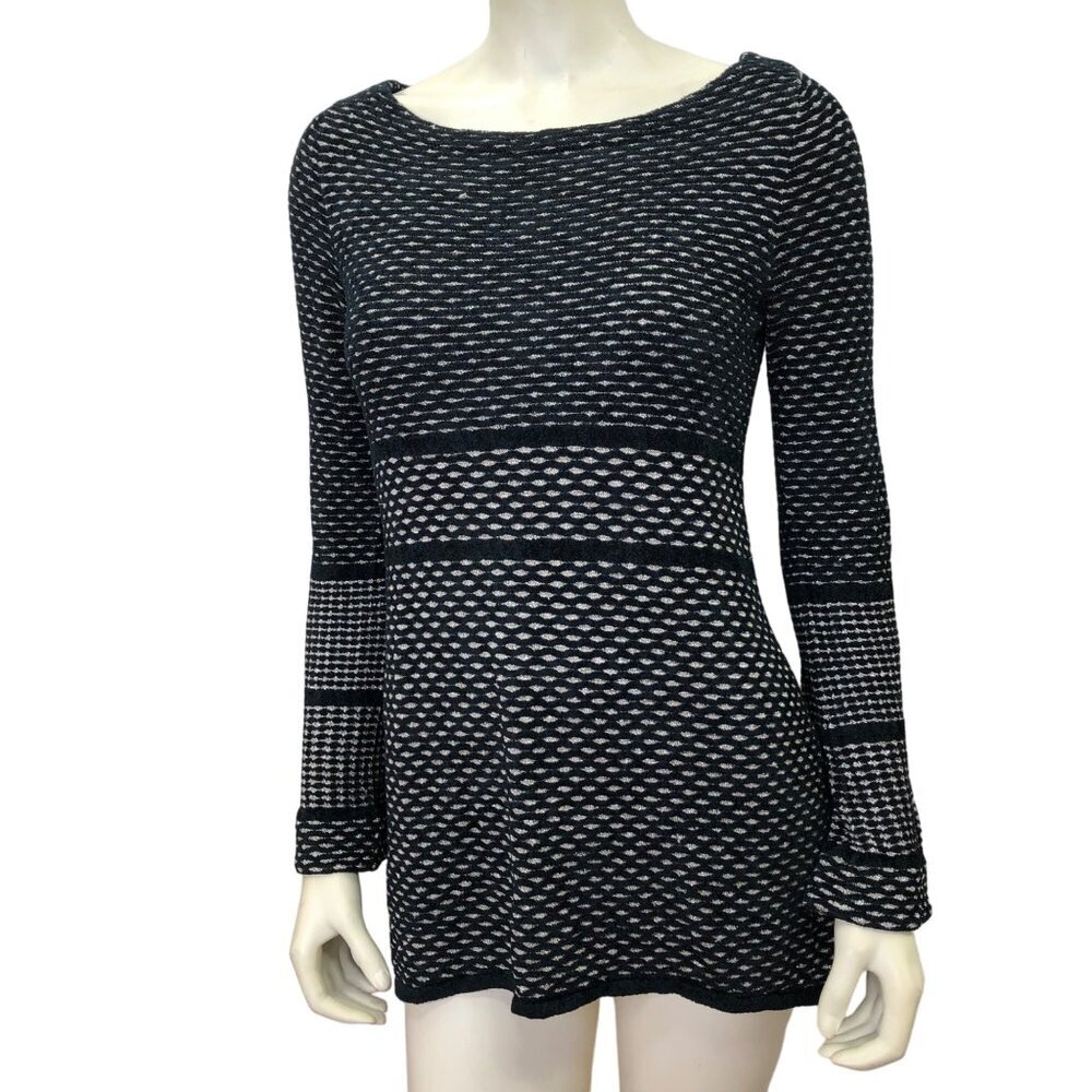 WHITE HOUSE BLACK MARKET METTALIC BOAT‎ NECK TUNIC SWEATER SM